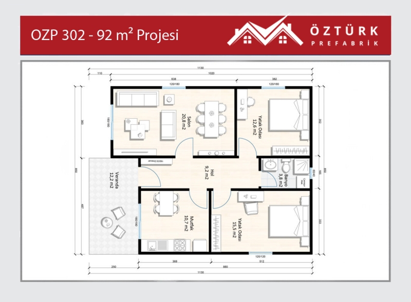 OZP 302 - 92 m2 Tek Katlı Hafif Çelik Ev 4. Fotoğrafı