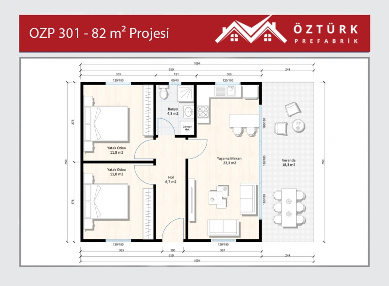 OZP 301 - 82 m2 Hafif Çelik Ev 4. Fotoğrafı