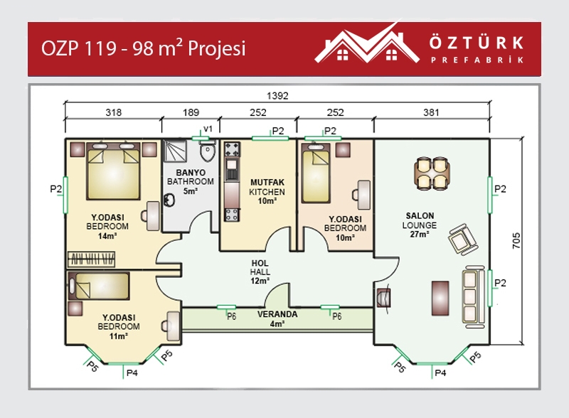 OZP 119 - 3+1 Prefabrik Ev 2. Fotoğrafı