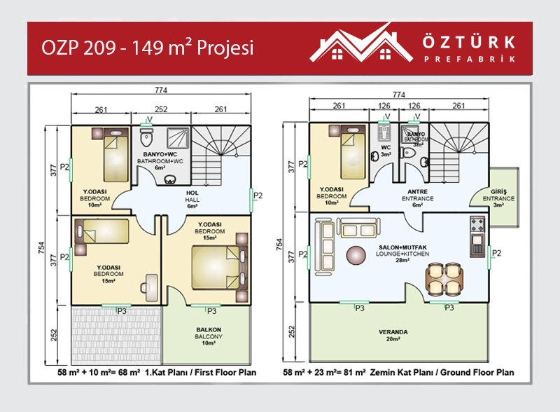 OZP 209 - 149 m2 2 Kat Prefabrik Ev 2. Fotoğrafı