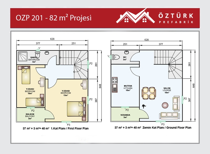 OZP 201 - 82 m2 İki Katlı Prefabrik Ev 2. Fotoğrafı