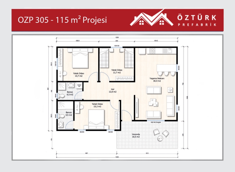 OZP 305 - 115 m2 Hafif Çelik Yapı 4. Fotoğrafı