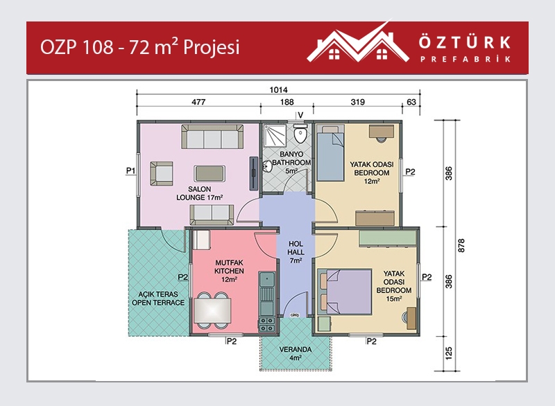 OZP 108 - Tek Katlı 72 m2 Prefabrik Ev 2. Fotoğrafı