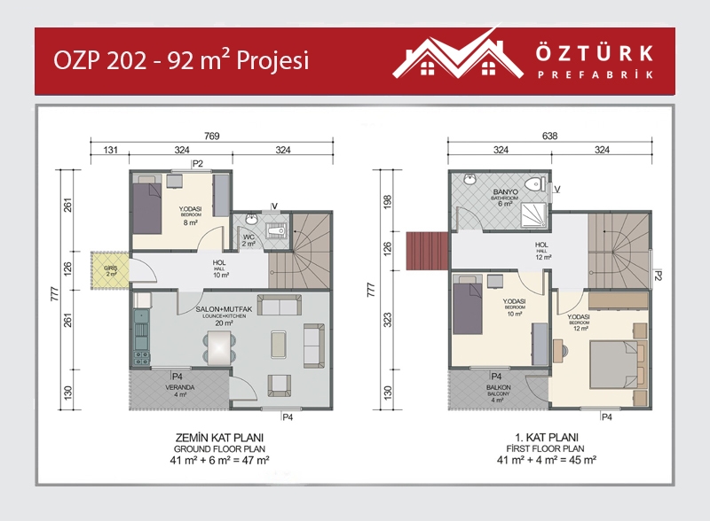 OZP 202 - 92 m2 Dubleks Prefabrik Ev 2. Fotoğrafı