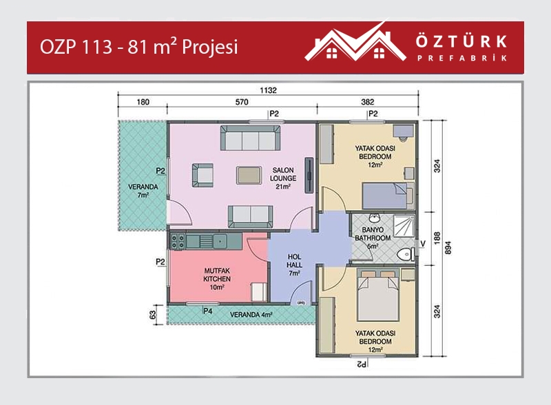 OZP 113 - 78 m2 Tek Katlı Prefabrik Ev 2. Fotoğrafı