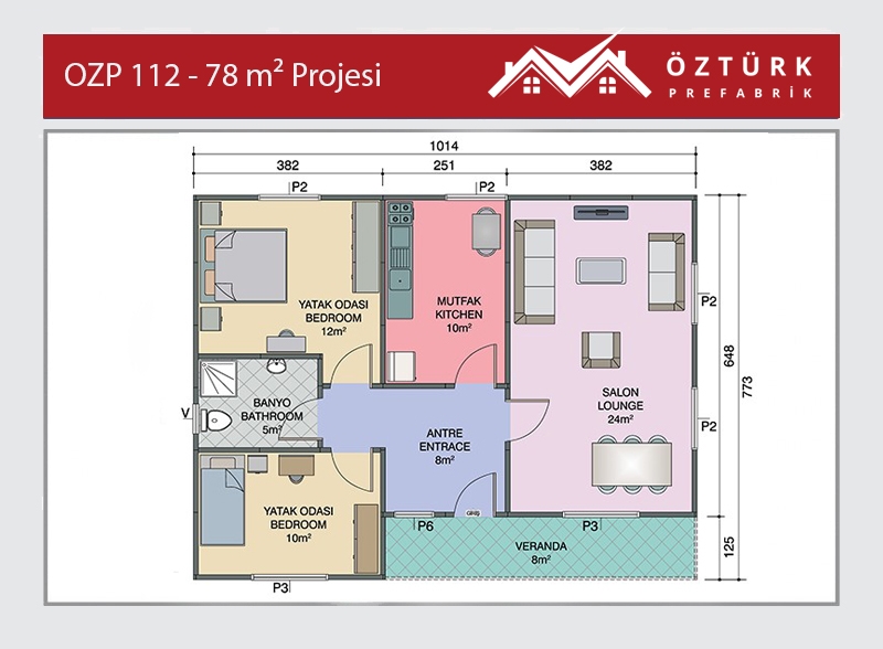 OZP 112 - 78 m2 Tek Katlı Prefabrik Ev 2. Fotoğrafı