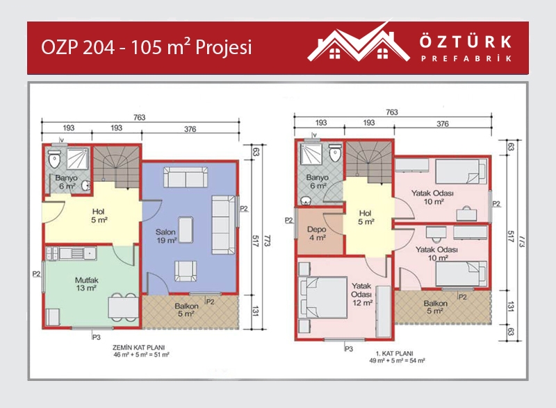 OZP 204 - 105 m2 Dubleks Prefabrik Ev 2. Fotoğrafı