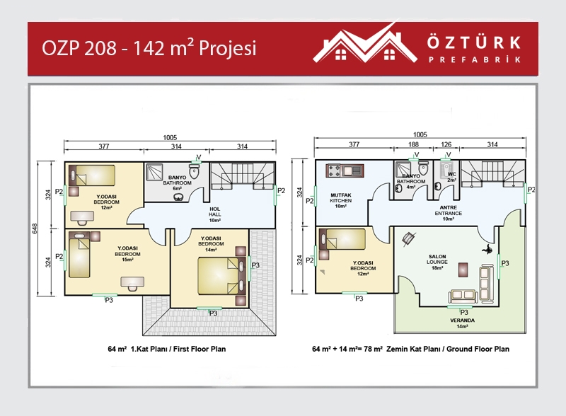 OZP 208 - 142 m2 İki Katlı Prefabrik Ev 2. Fotoğrafı