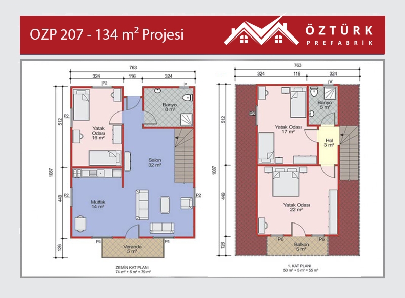 OZP 207 - 134 m2 Amerikan Prefabrik Ev 2. Fotoğrafı