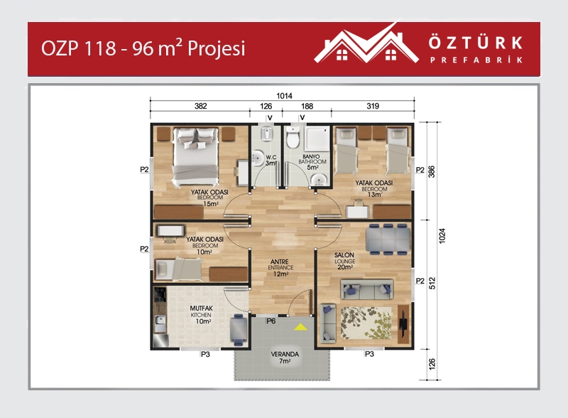 OZP 118 - 96 m2 3+1 Prefabrik Ev 2. Fotoğrafı