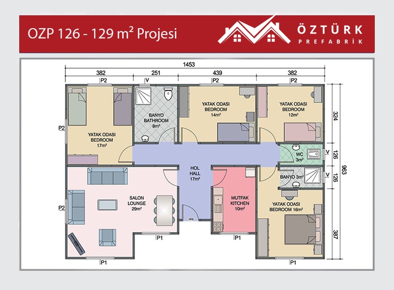 OZP 126 - 129 m2 Prefabrik 4 + 1 2. Fotoğrafı