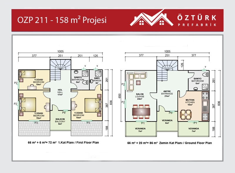 OZP 211 - 158 m2 2 Katlı Prefabrik Ev 2. Fotoğrafı