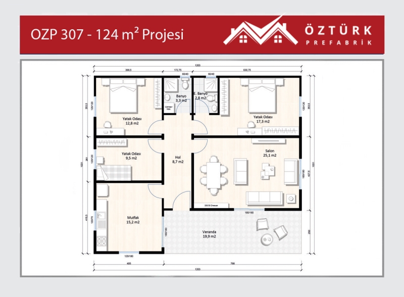 OZP 307 - 124 m2 3+1 Hafif Çelik Yapı 4. Fotoğrafı