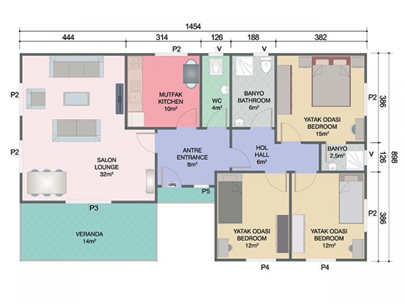 OZP 124 - Tek Katlı 123 m2 Prefabrik Ev 2. Fotoğrafı