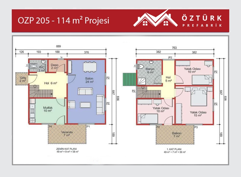 OZP 205 - 114 m2 Dubleks Prefabrik Ev 2. Fotoğrafı