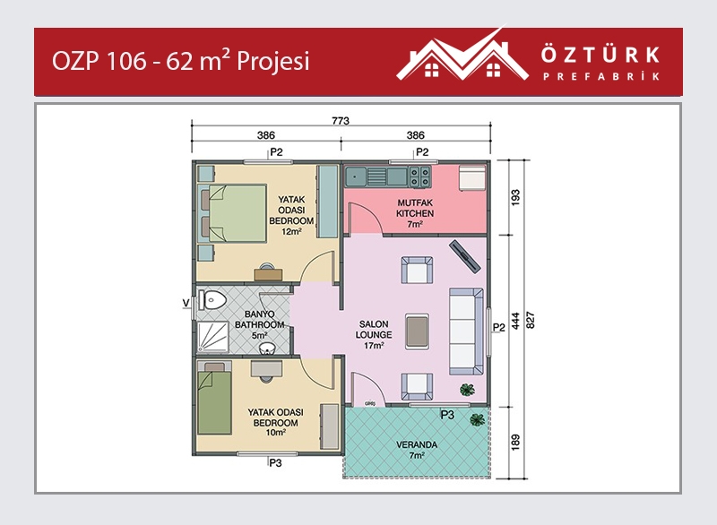 OZP 106 - 62 m2 Prefabrik Ev 2. Fotoğrafı