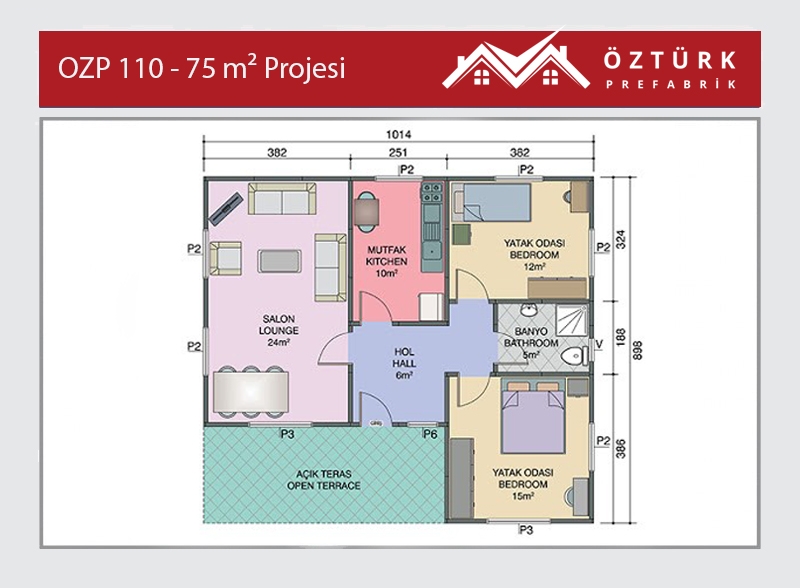 OZP 110 - 75 m2 Tek Katlı Prefabrik Ev 2. Fotoğrafı